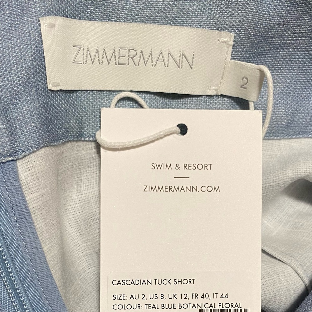 NWT Zimmermann Cascadian Linen Floral Dress Shorts Size AU 2 US 8 - Picture 9 of 10